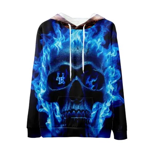 Blue Fire Skull Hoodie