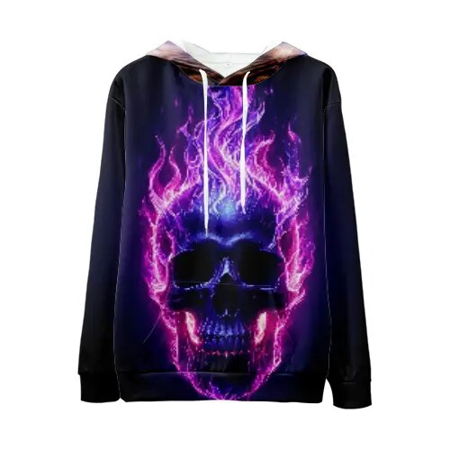 Purple Flame Skull Hoodie