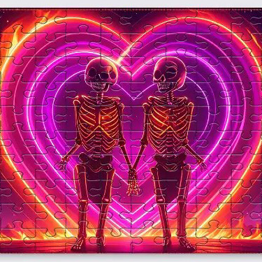 Neon Skeleton Love Puzzle