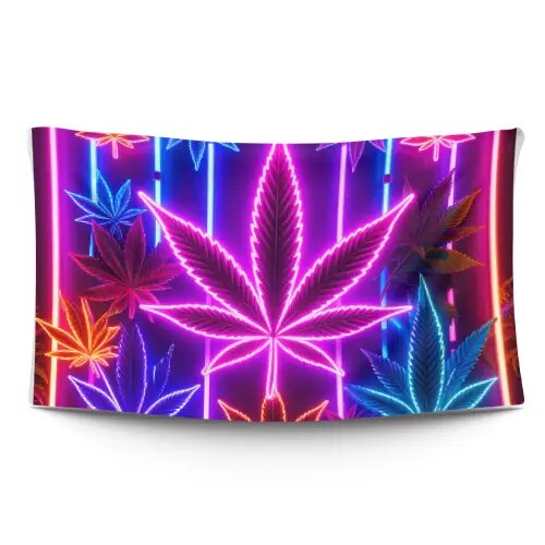 Neon Leaf Tapestry