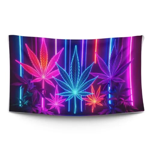 Neon Leaves Tapestry