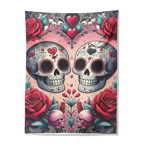 Sugar Skull Couple Tapestry